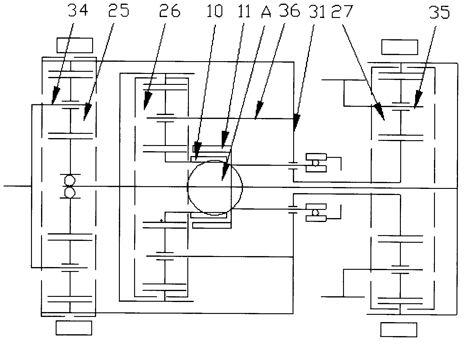 Continuously variable transmission system for flow distribution transmission of permanent magnetic speed-regulating planet gear