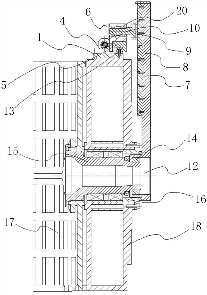 Test piece rotation driving device for centrifugal overload test of solid rocket engine