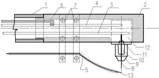 Welding gun head for inner hole of sharp quenching heat exchanger