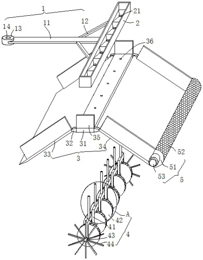 Seeding device facilitating soil covering for Chinese torreya planting and seeding and soil covering method