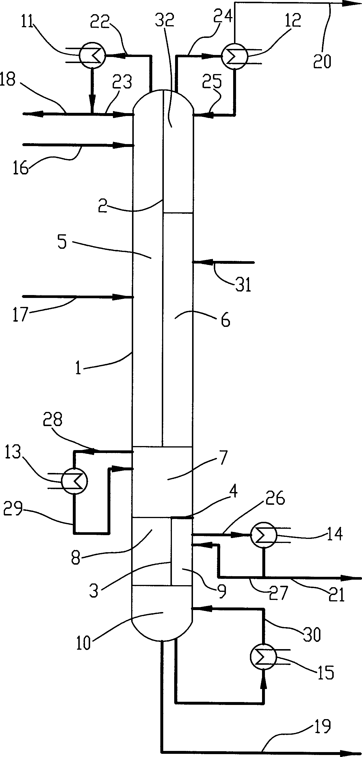 Apparatus for extracting coarse 1,3-butadiene by double baffle plated tower and method thereof