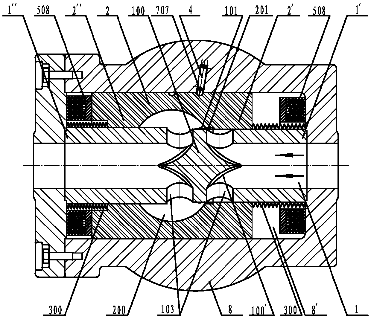 Double-valve-body deep-water subsidiary-parent-core tube valve