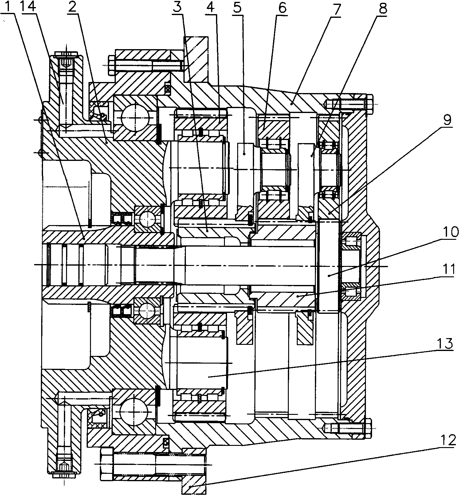 Planet speed reducer for bridge crane