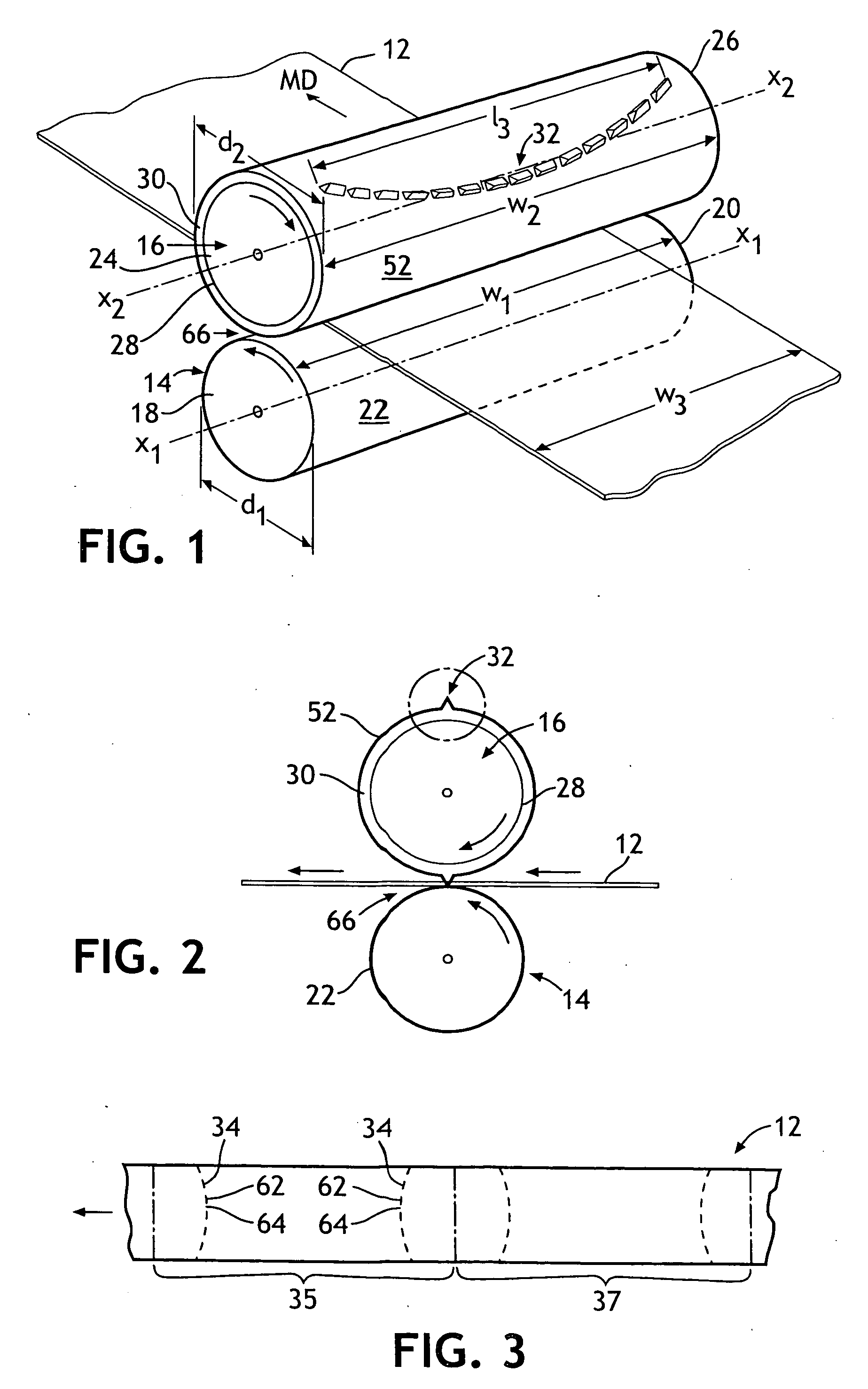 Rotary die cutter for forming a non-linear line of perforations in a strip of material