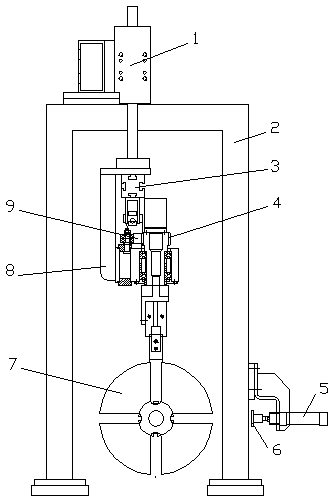 Binding device for roll-dividing machine and binding method