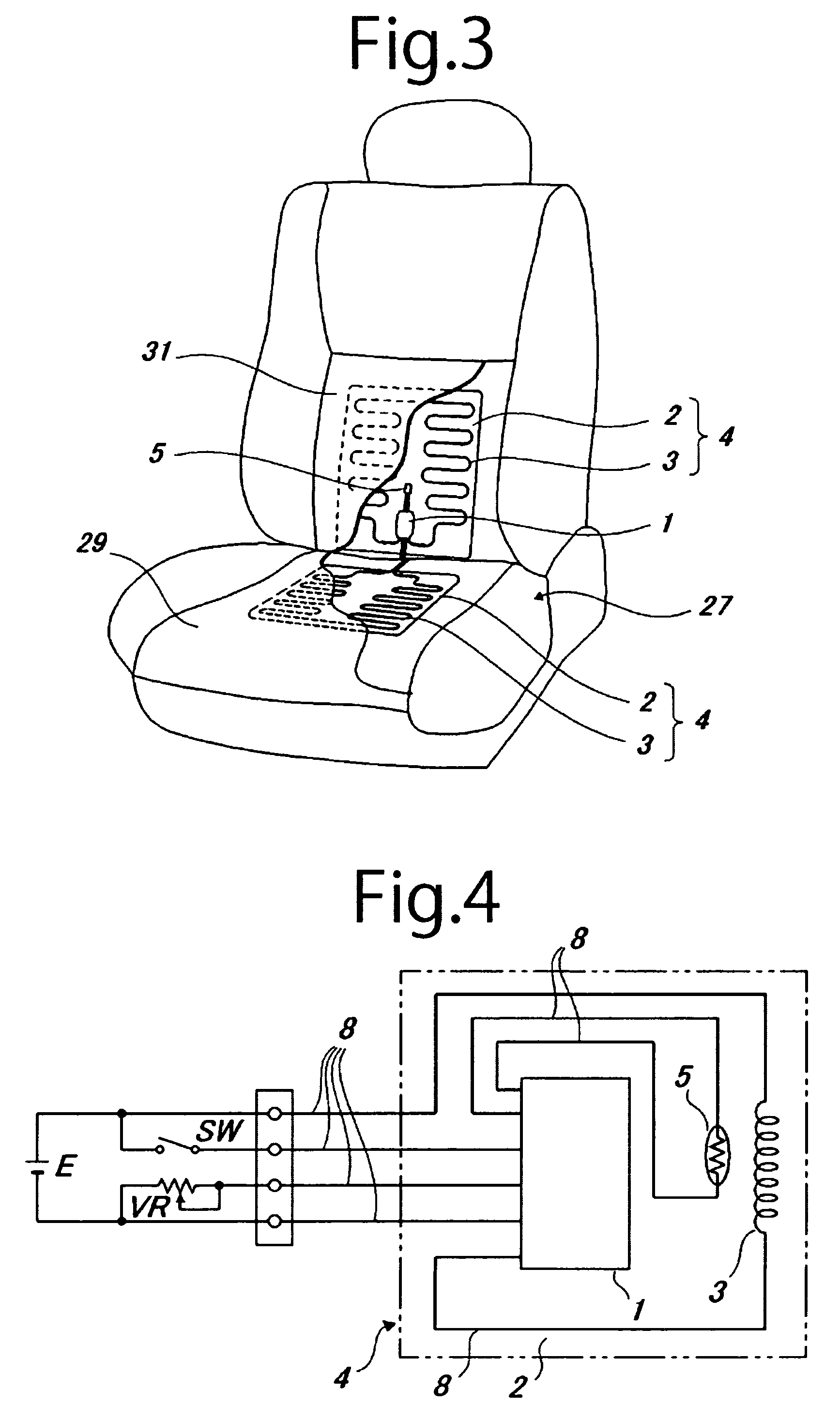 Heating device for seat