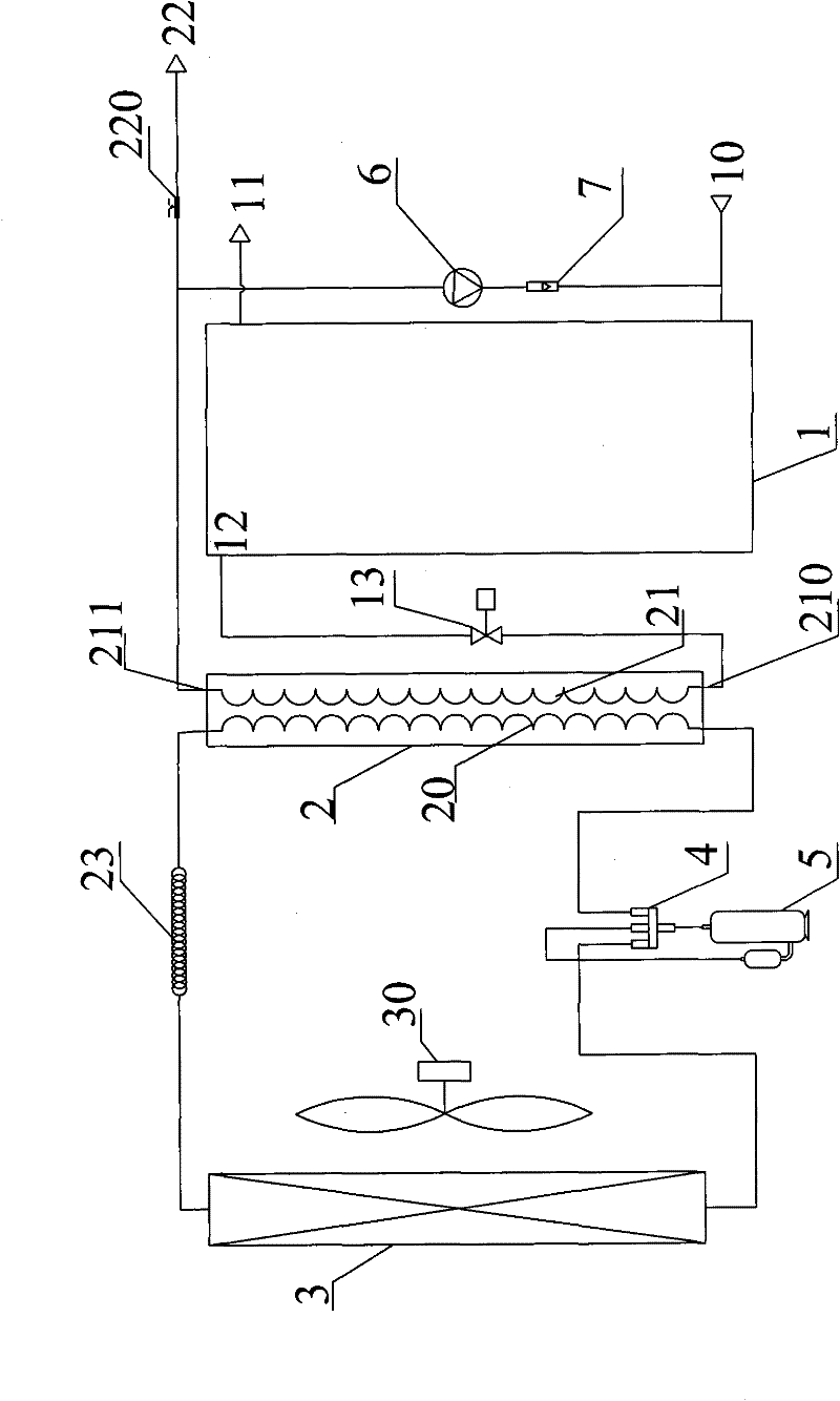 Quick water heating device for heat pump