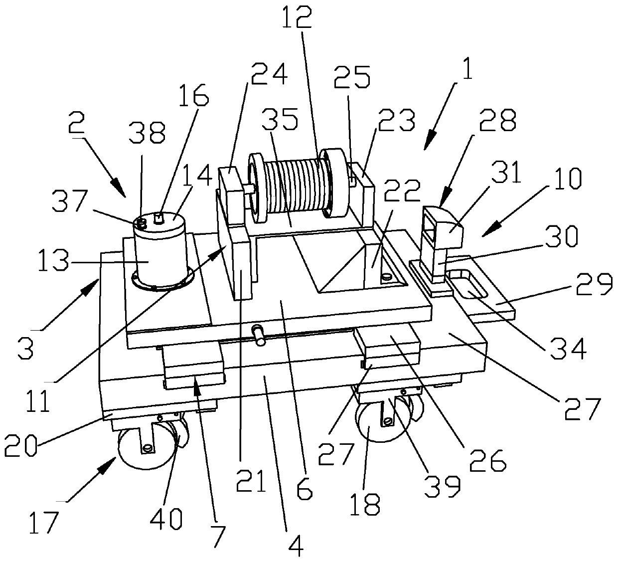 Spiral winding pipeline repairing device