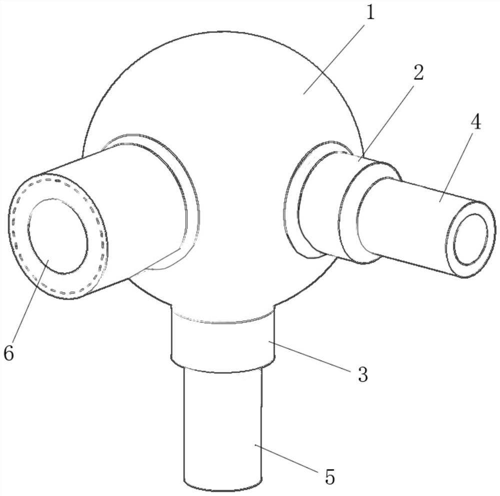 Spherical multi-way fluid joint structure