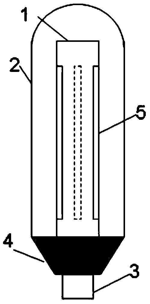 A white LED light source with a blue chip packaged on the inner wall of a transparent ceramic fluorescent tube