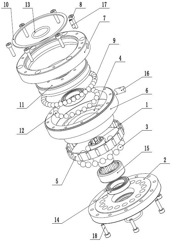 Cycloid oscillating tooth speed reducer with mechanical balance combined tooth surface raceway