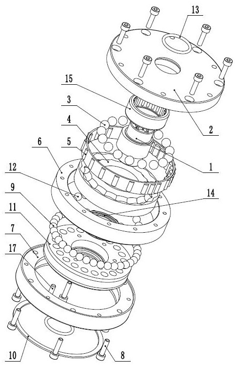 Cycloid oscillating tooth speed reducer with mechanical balance combined tooth surface raceway