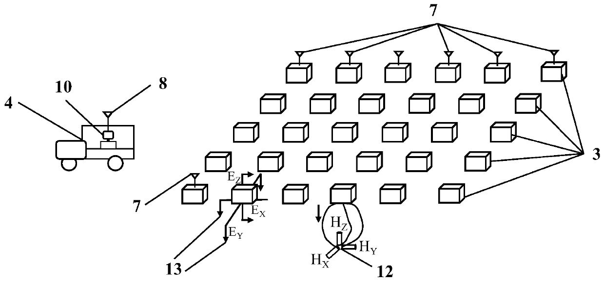 Time-frequency electromagnetic data collection device and method based on extremely-low-frequency electromagnetic source