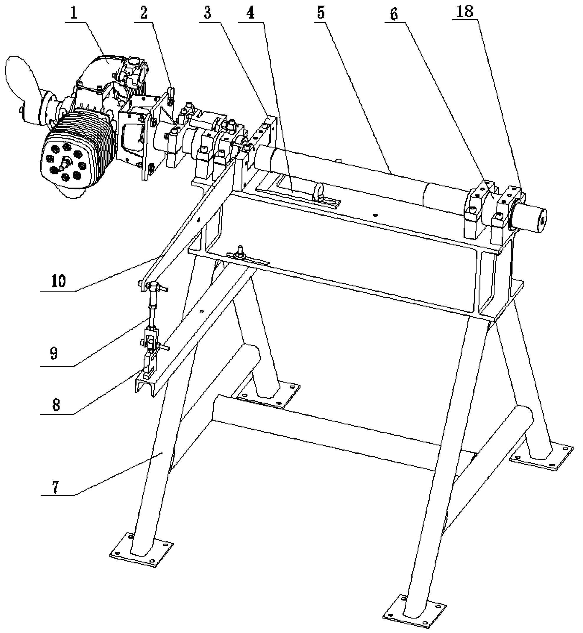 Mechanical performance testing table for piston engine