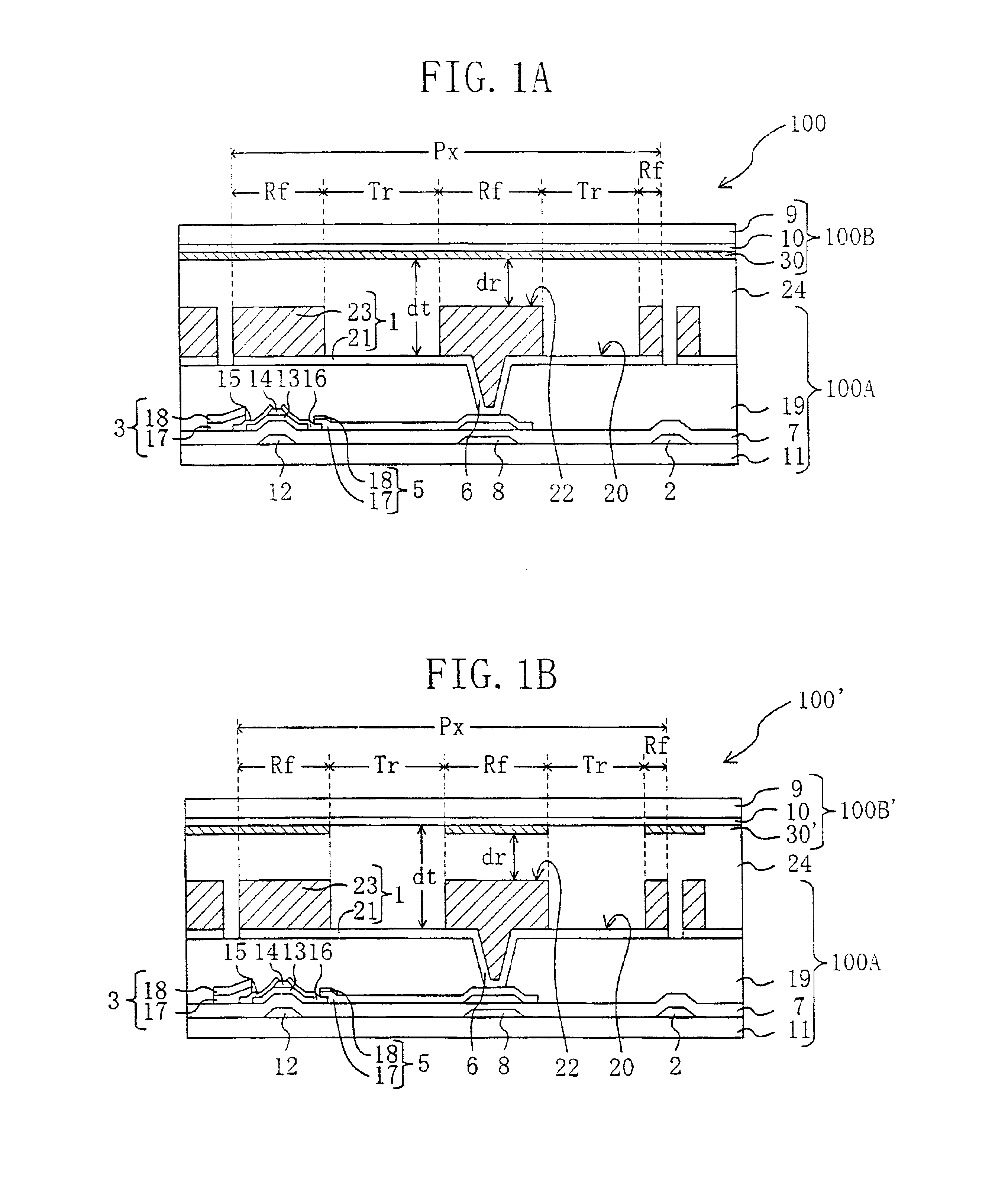 Liquid crystal display device with a light diffusion layer in the reflection region alone