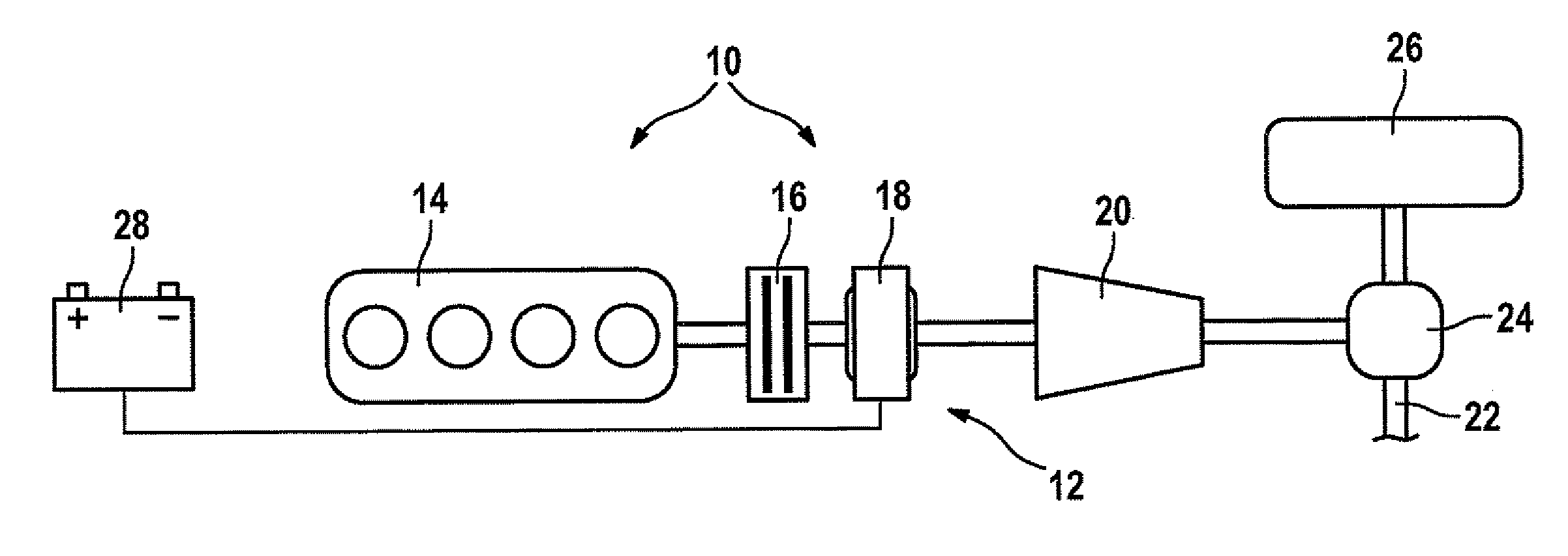 Hybrid drive having a separating clutch which assists a direct start