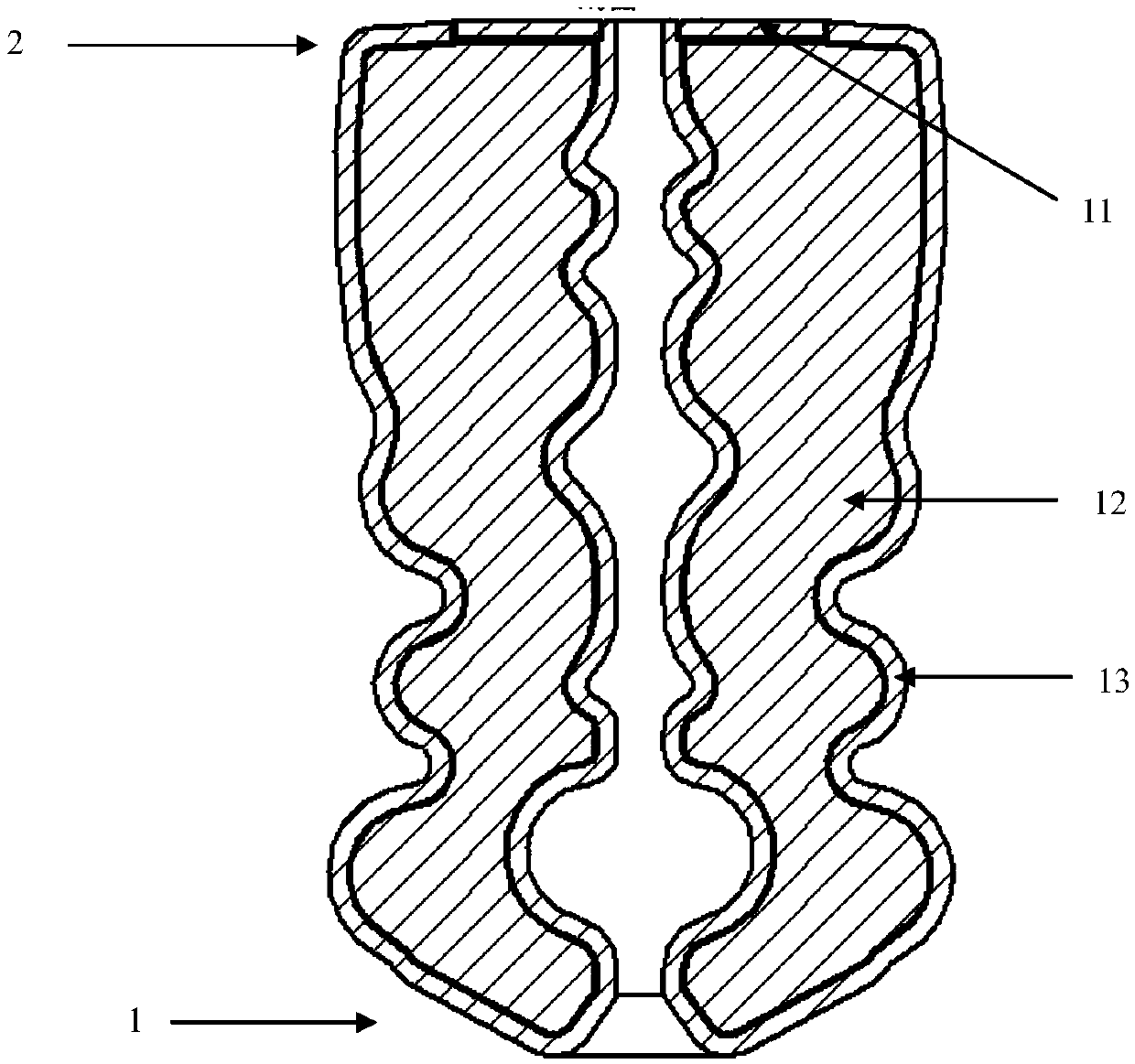 Laminating buffer stop block and preparation method thereof