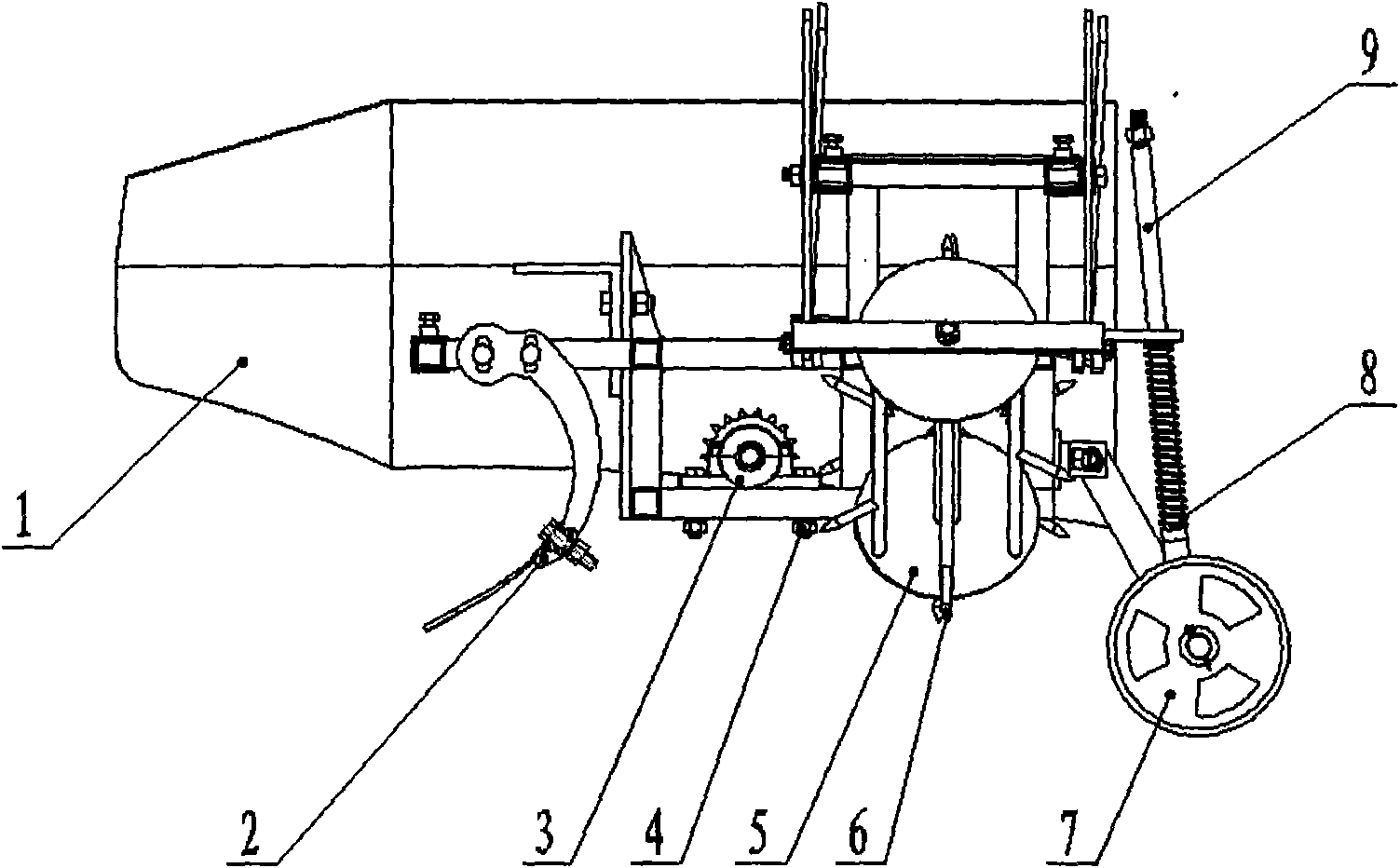 Mini type mulching film recovery machine of tobacco in seedling stage