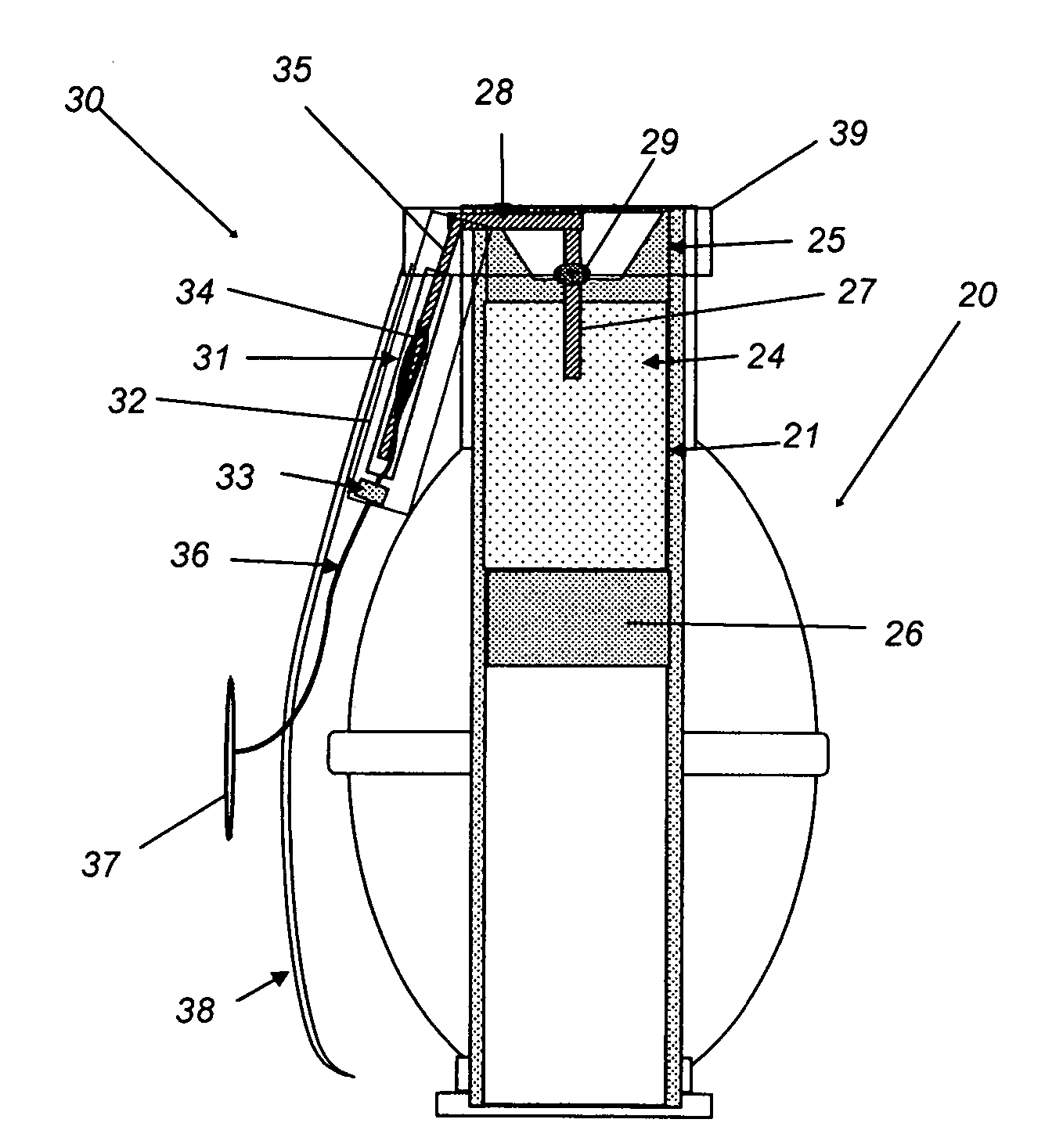 Igniter mechanism for toy hand grenade