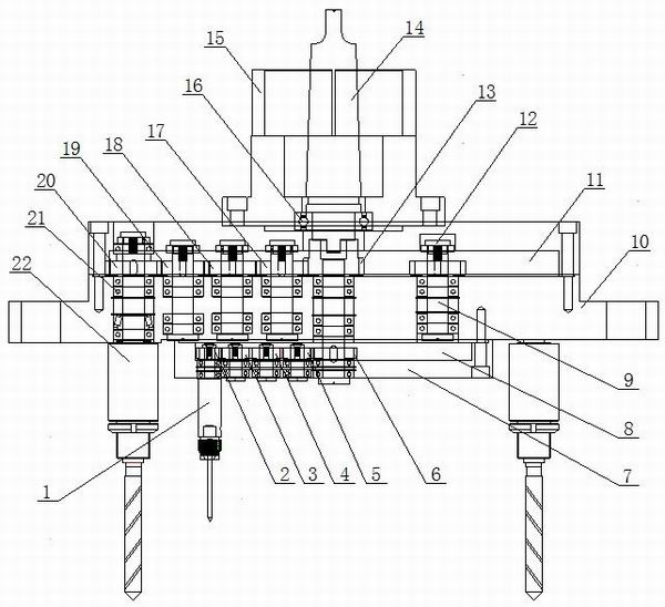 Variable-speed multi-spindle device of drilling machine tool