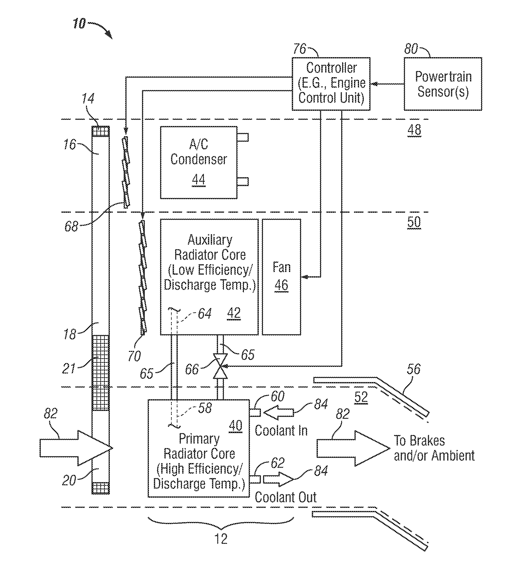 Fuel efficient powertrain cooling systems and radiator modules