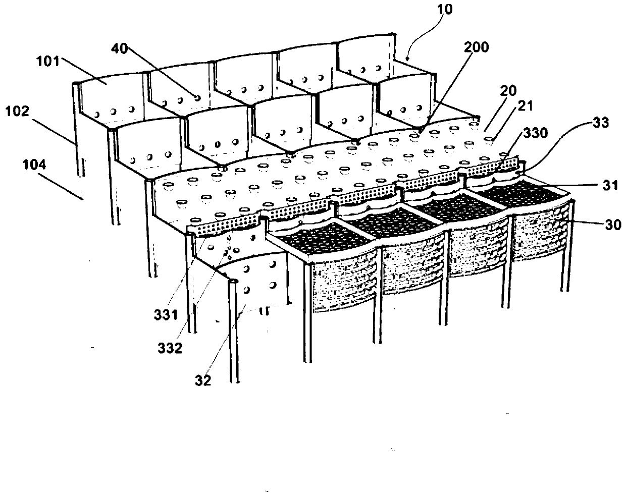 Wave consumption flow guide structure and ecological fish nest with wave consumption function