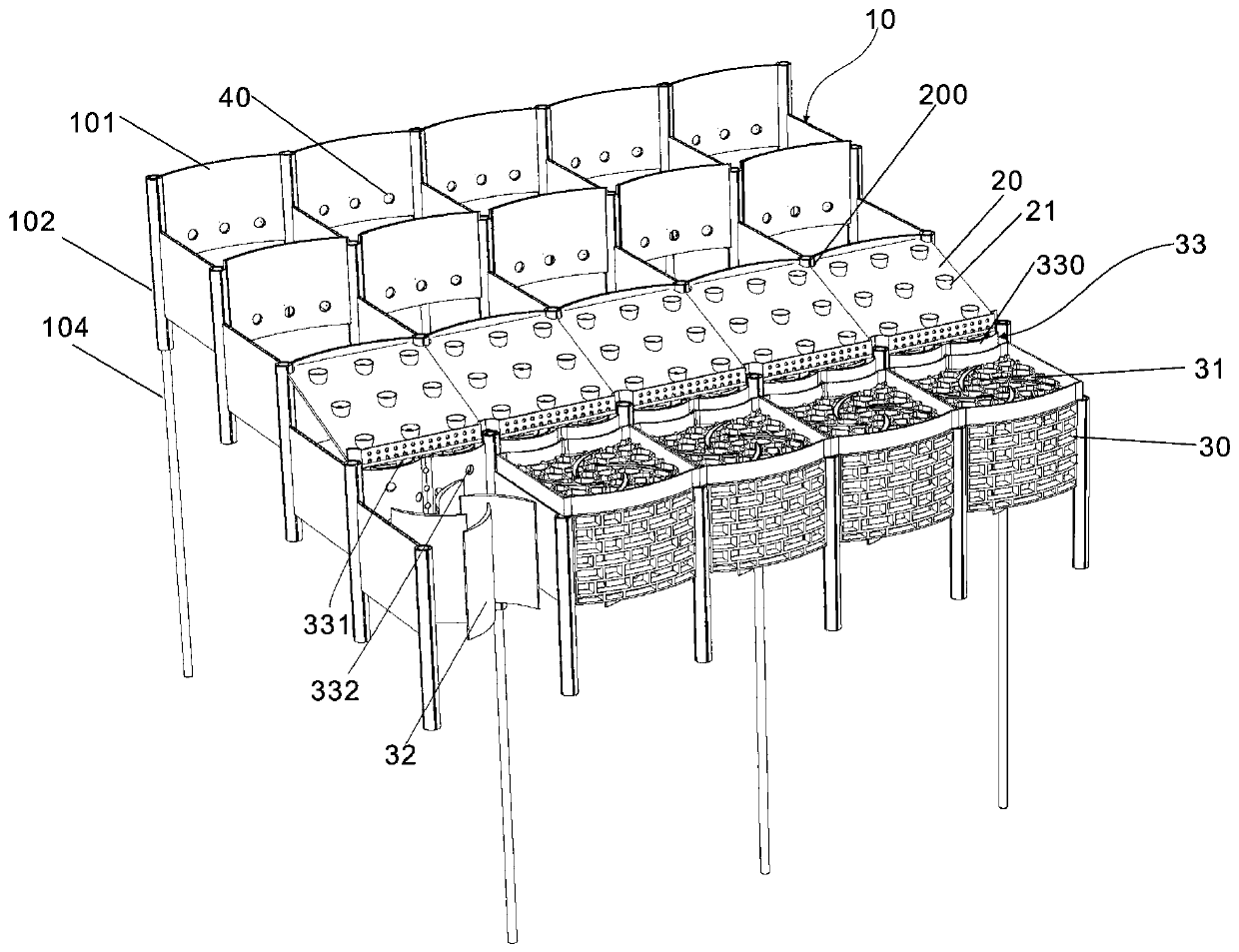 Wave consumption flow guide structure and ecological fish nest with wave consumption function