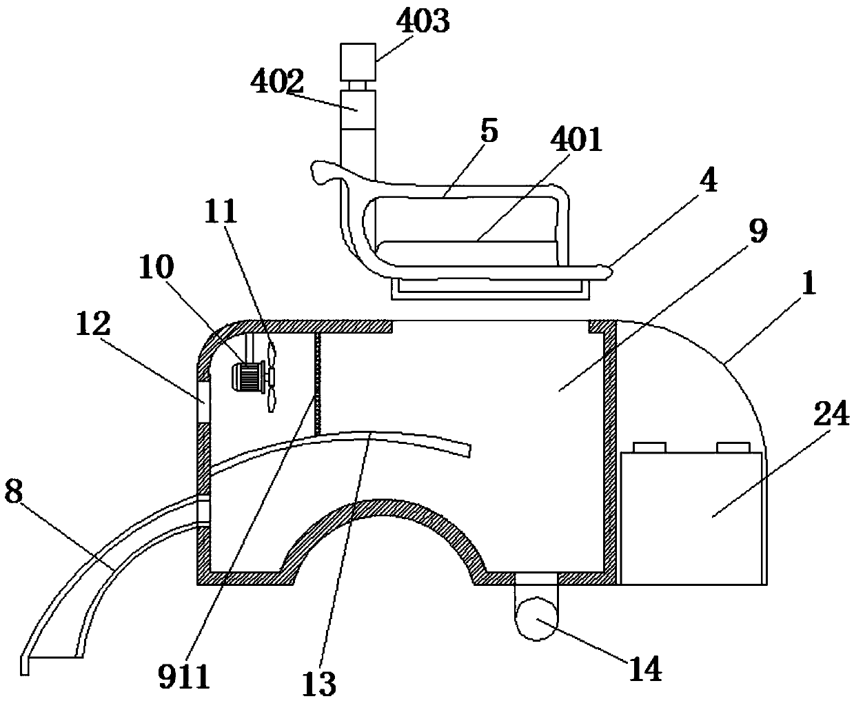 High-efficiency wet type dust cleaning device for oil pressing mill