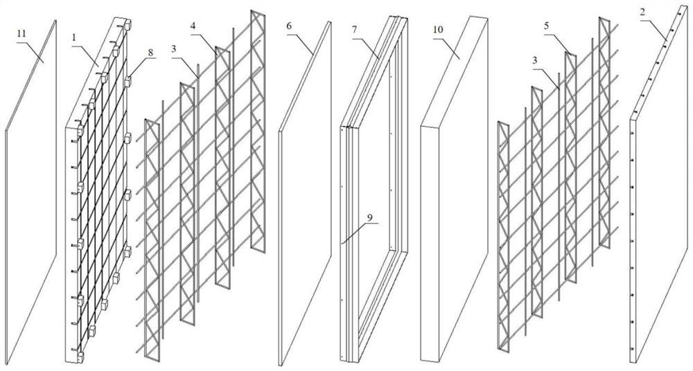 Steel bar truss and surface layer reinforced type aluminum alloy decoration plate sandwich polyphenyl foaming ceramic composite wallboard and manufacturing method