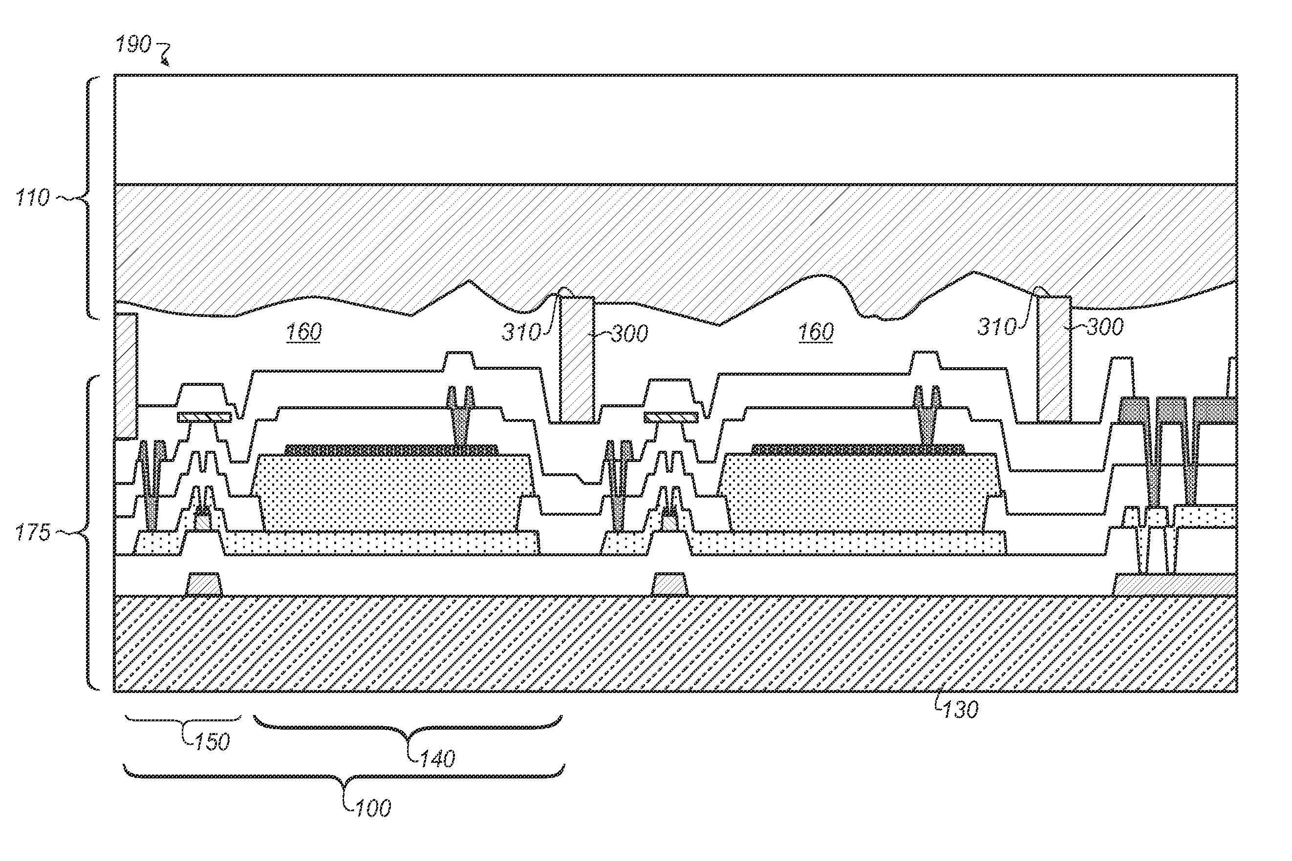 Digital radiographic detector array including spacers and methods for same