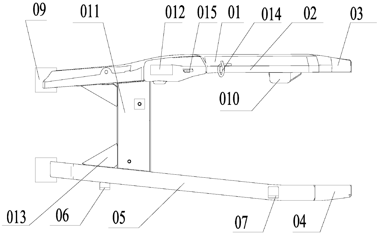 A processing method for a flat fork tooling combination of a vehicle frame