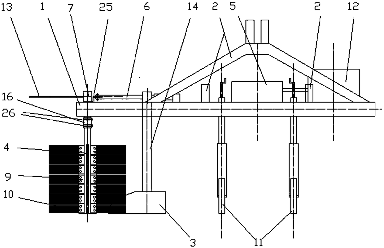 Pneumatic-force-machinery combined type grape vine root part soil clearing device