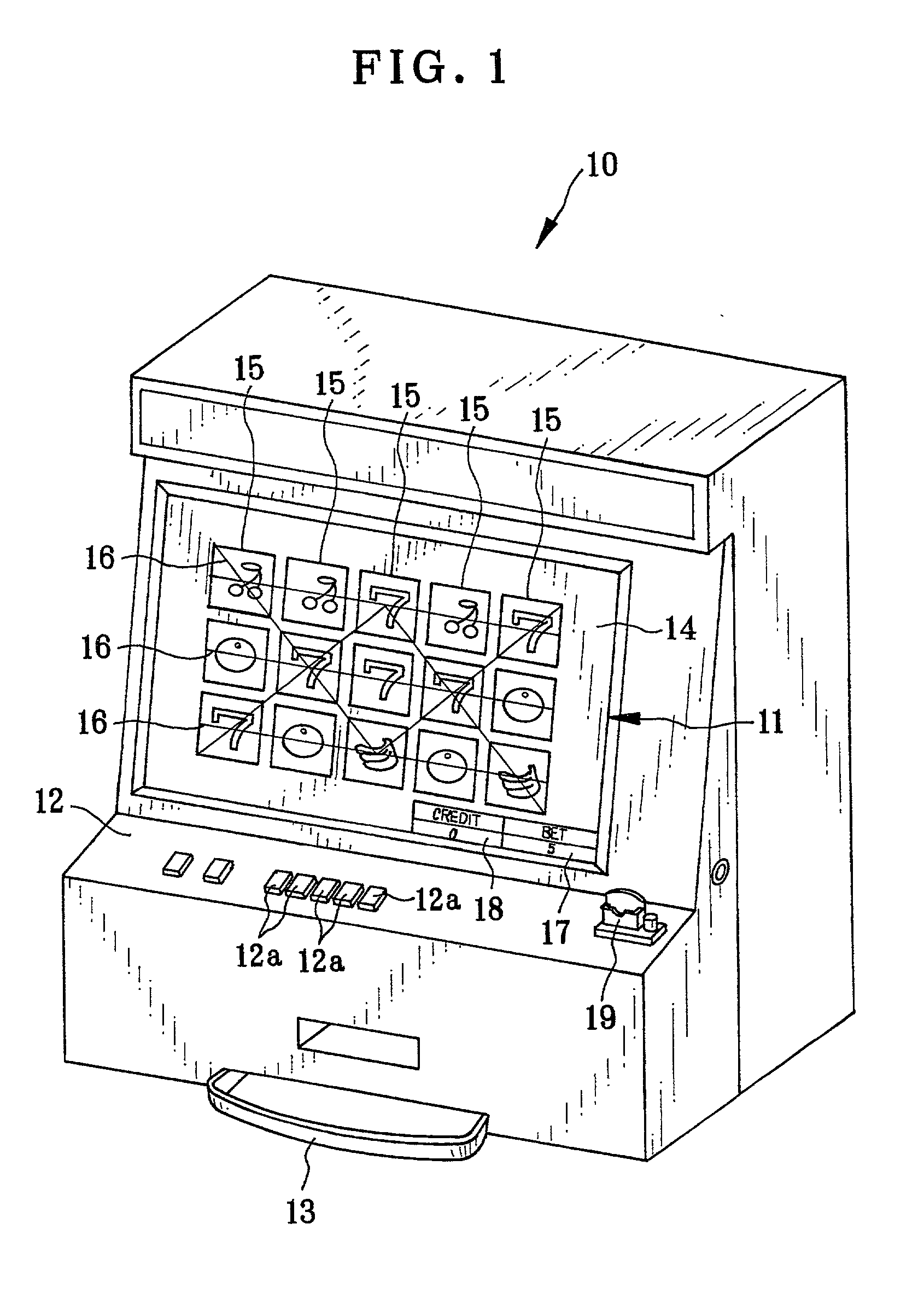 Slot machine having symbol windows arranged in matrix