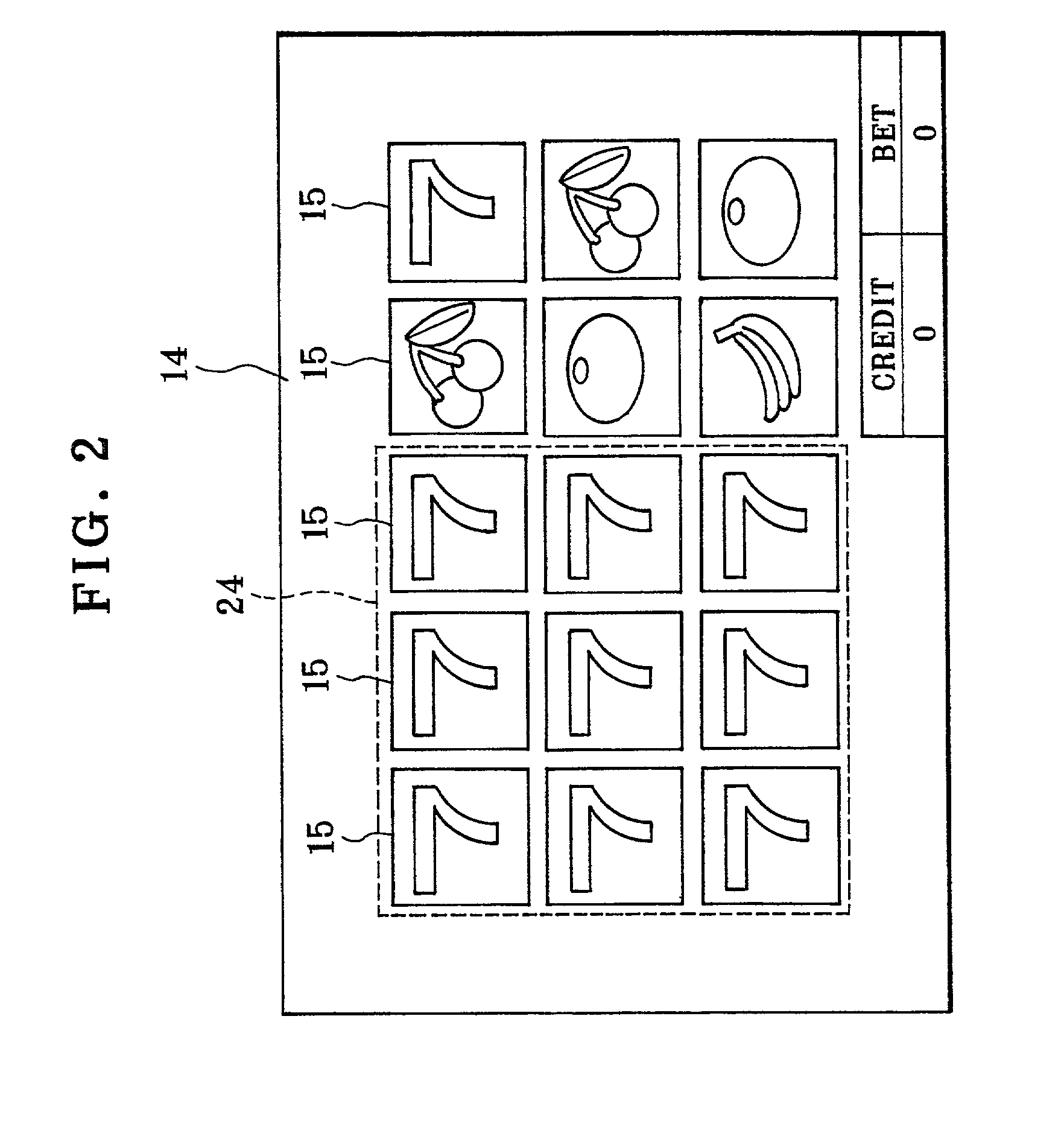 Slot machine having symbol windows arranged in matrix