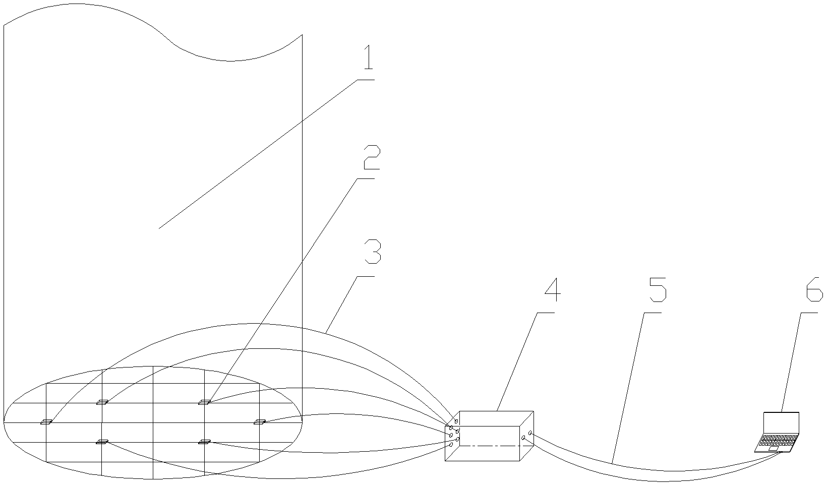 Deformation on-line monitoring device of bottom plate of storage tank based on optical fiber grating