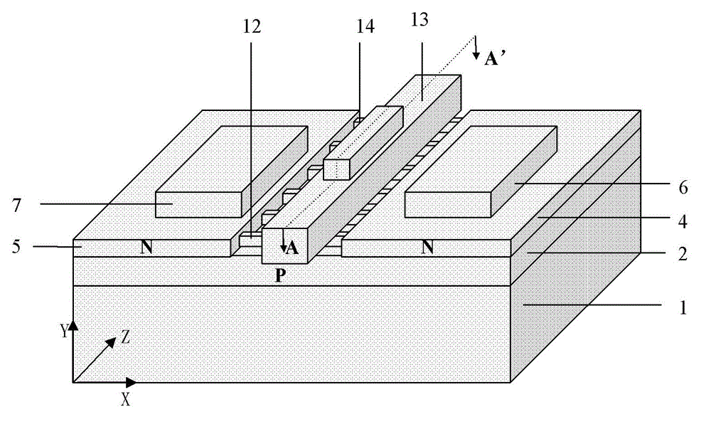 Junctionless silicon nanowire transistor based on bulk-silicon material and method for manufacturing junctionless silicon nanowire transistor