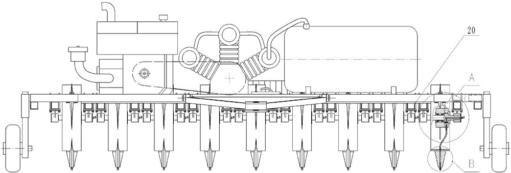 Rolling wheel air distributing type gas pressure subsoiler