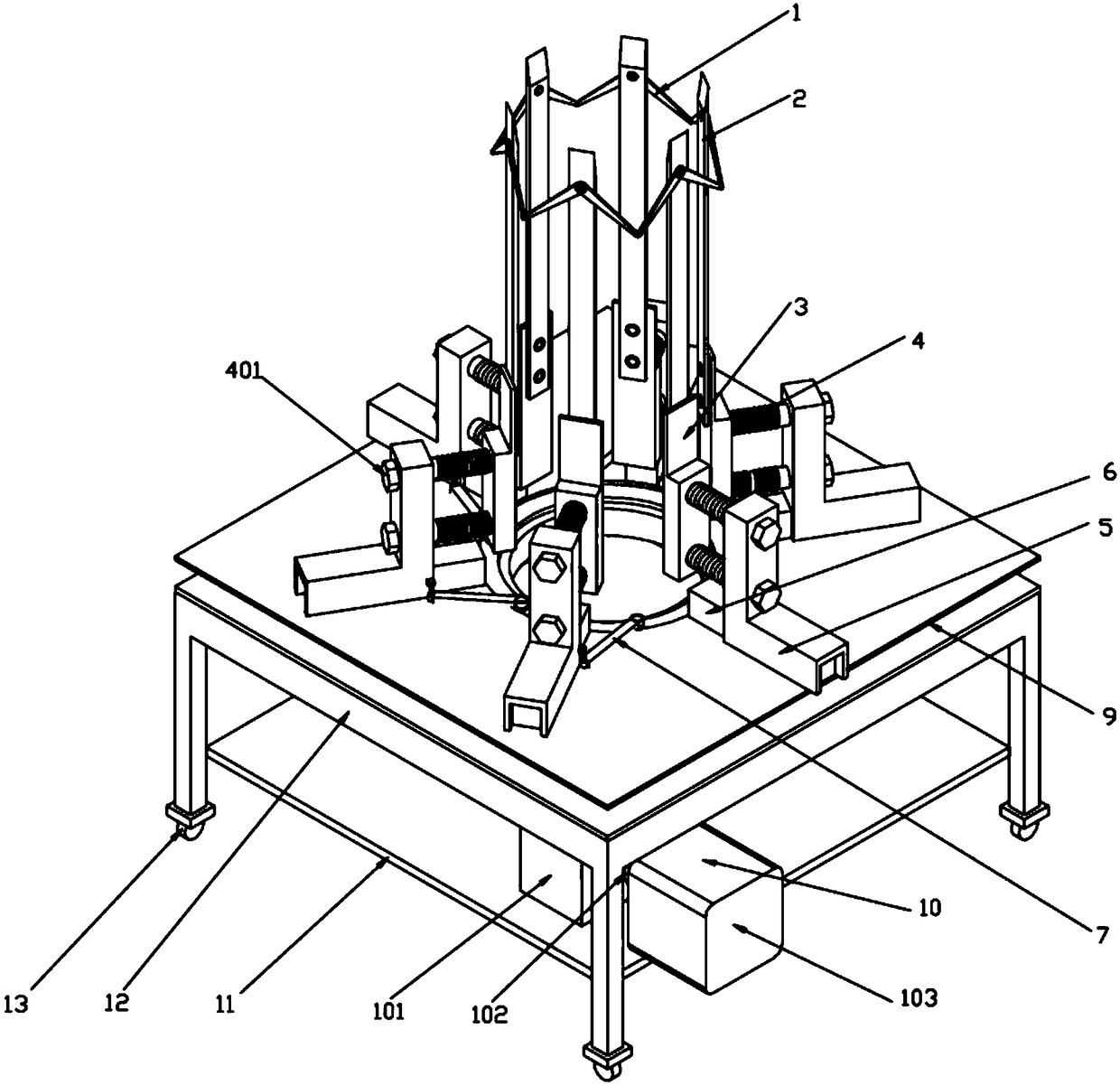 Inserting and cutting type banana combing device capable of surrounding banana stems in self-adaptive manner