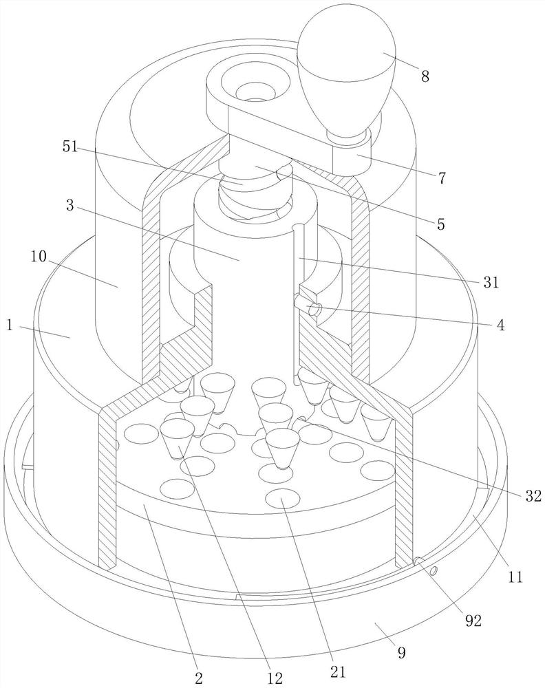 A re-extruding mashed garlic device