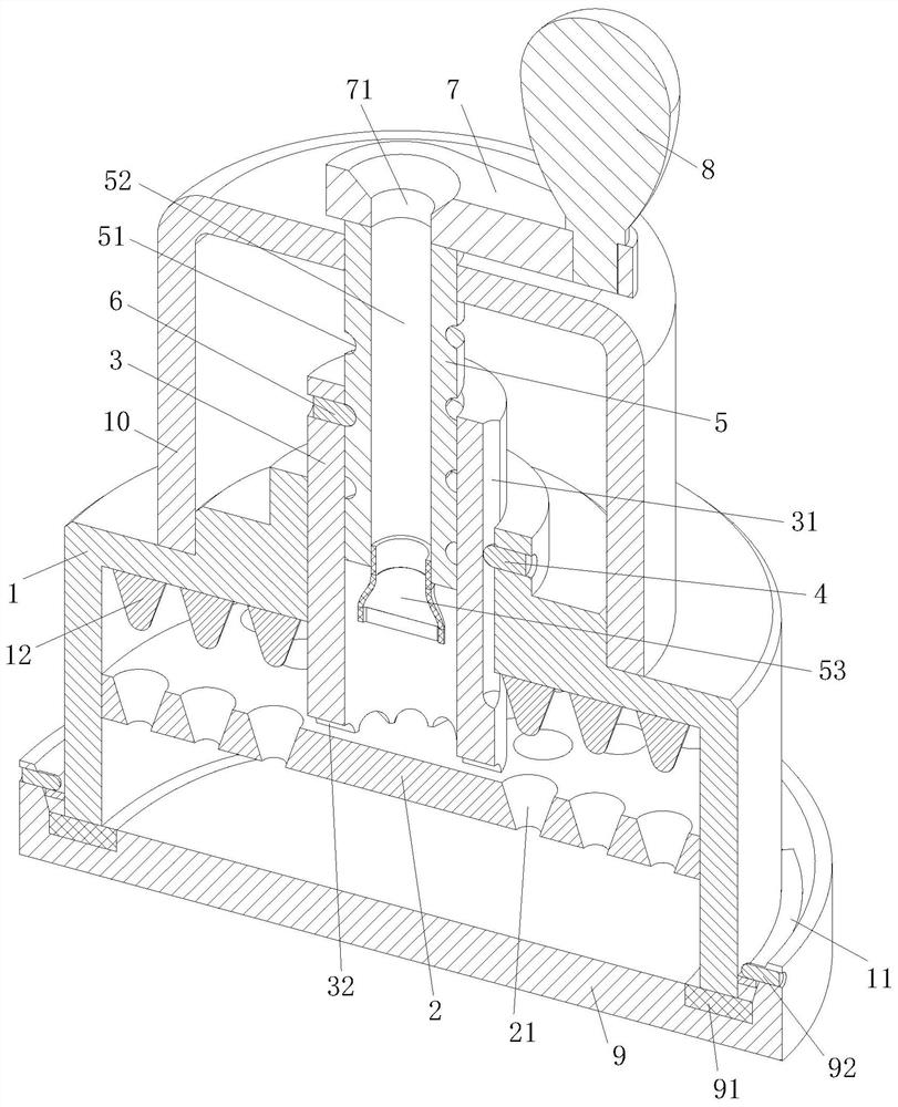 A re-extruding mashed garlic device