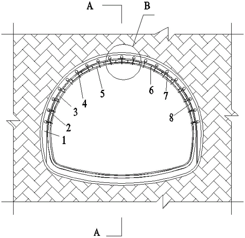 Secondary lining for preventing stick slip diastrophism of active fault spanning tunnel and construction method of secondary lining