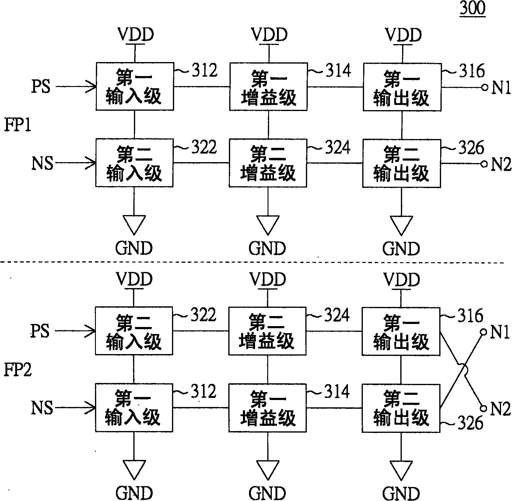 Double-channel operational amplifier circuit