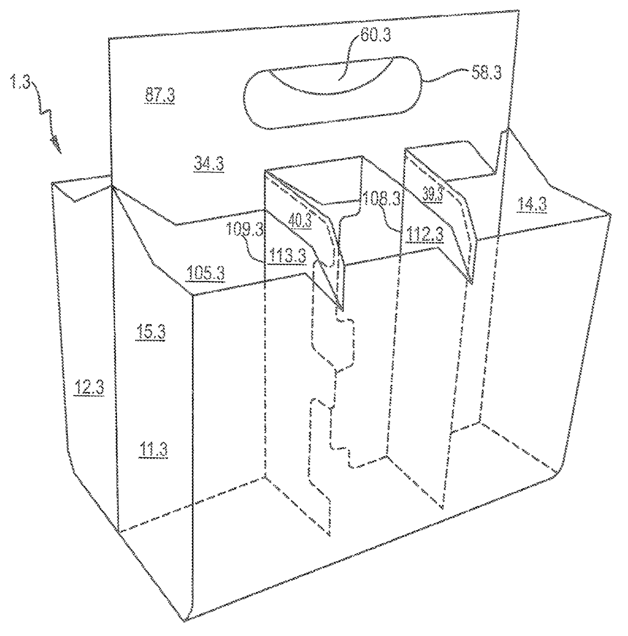 Bottle carrier made of foldable flat material