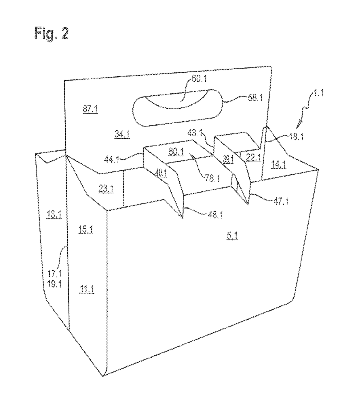 Bottle carrier made of foldable flat material