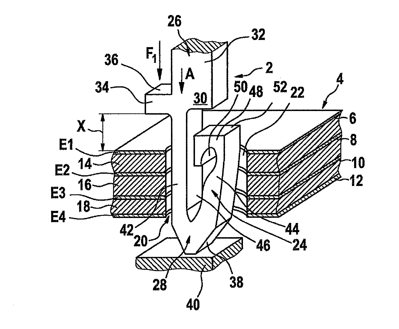 Pin for insertion into a receiving opening in a printed circuit board and method for inserting a pin into a receiving opening in a printed circuit board