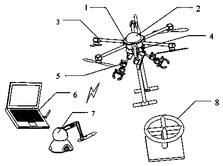 Double-arm operation type flight robot system for valve screwing and method