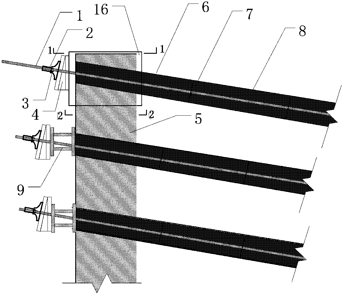 Composite material pile-anchor supporting device