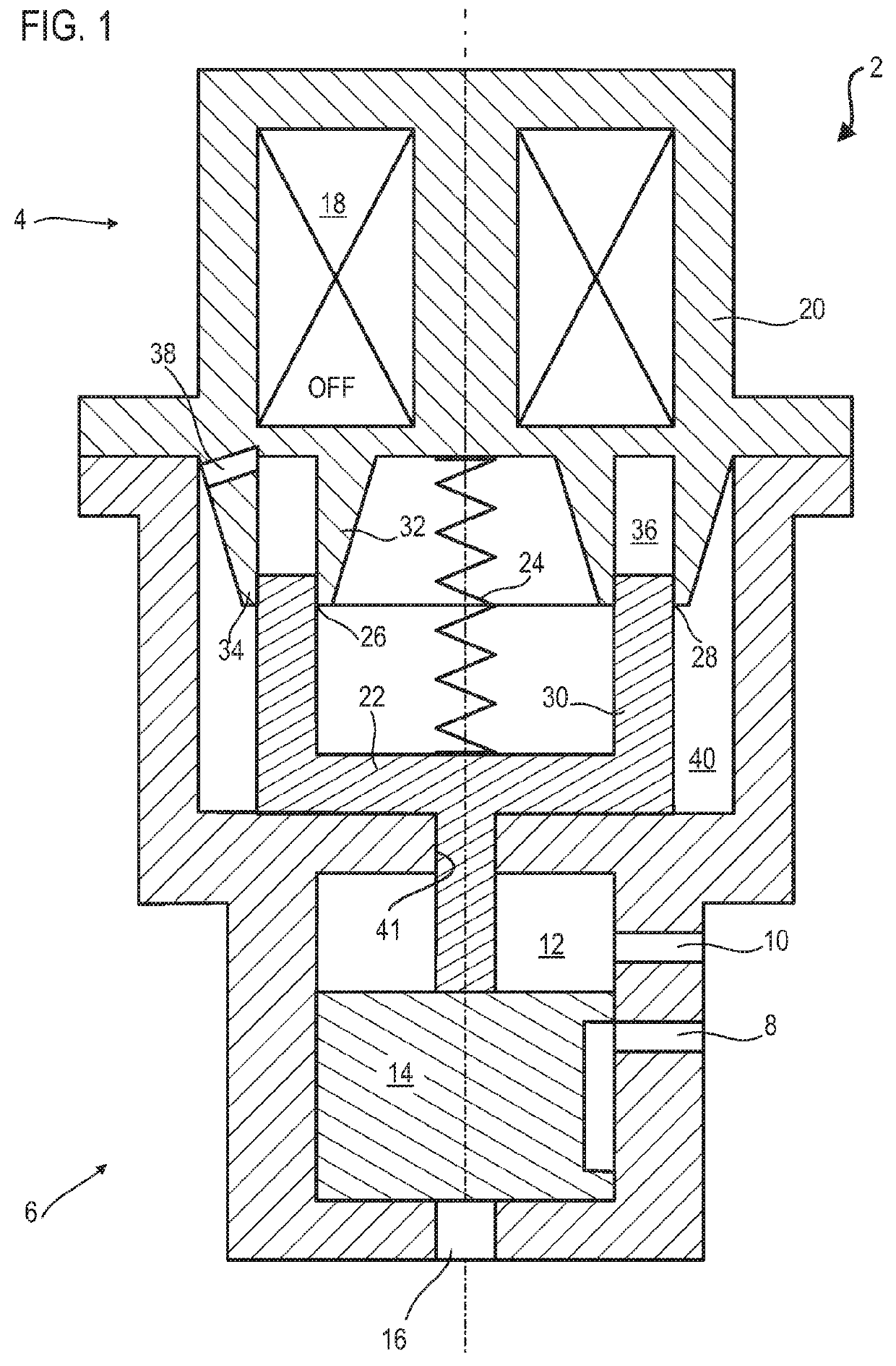 Valve with proportional electromagnetic actuator