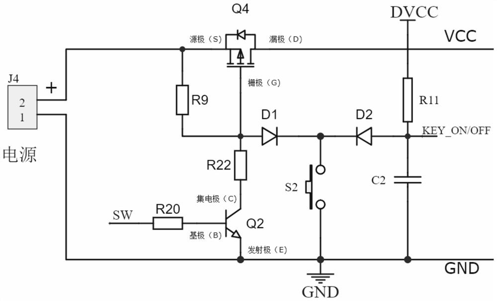 Multifunctional controllable power supply circuit with functions of switching, reverse prevention, consumption reduction and detection