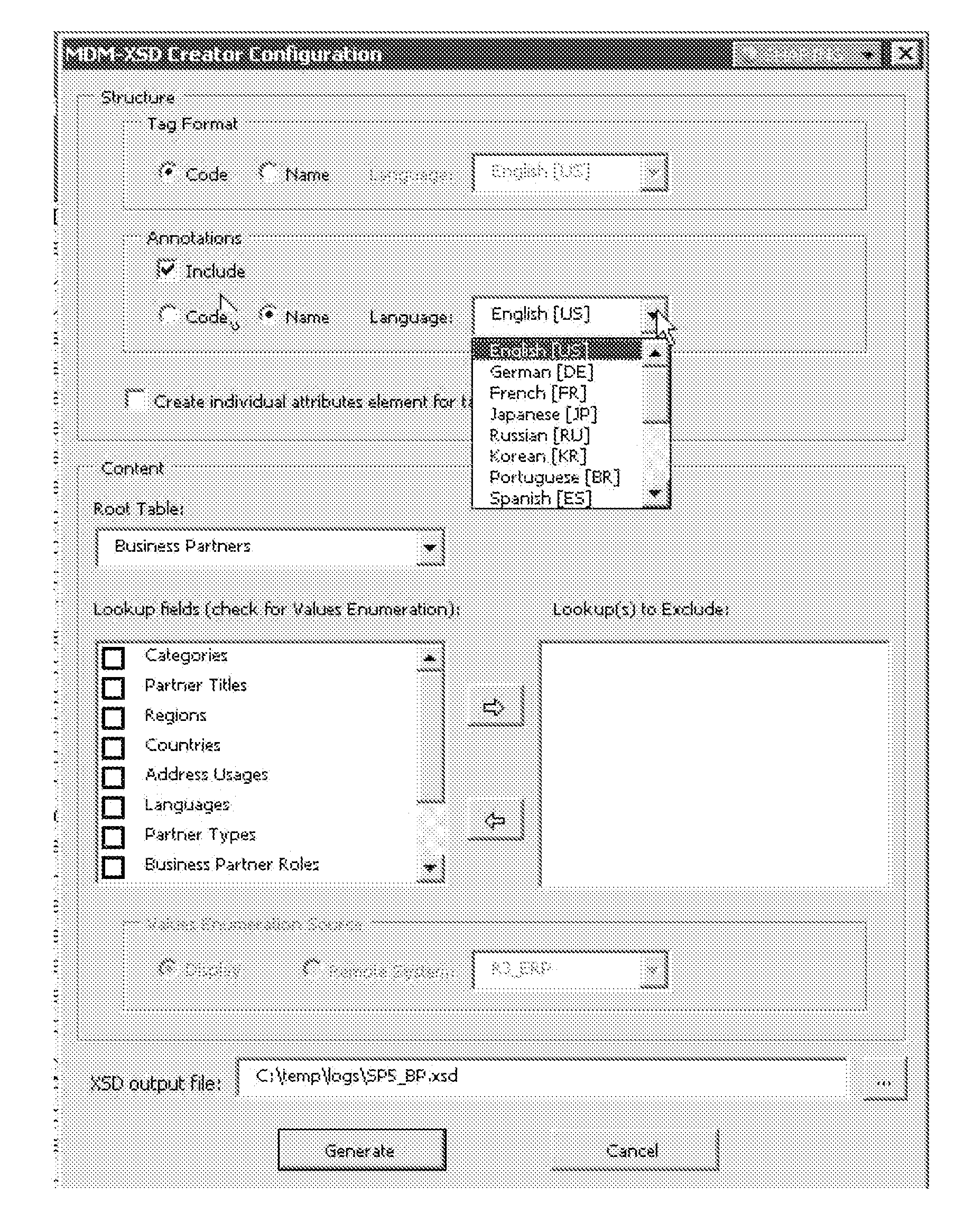 Database interface generator